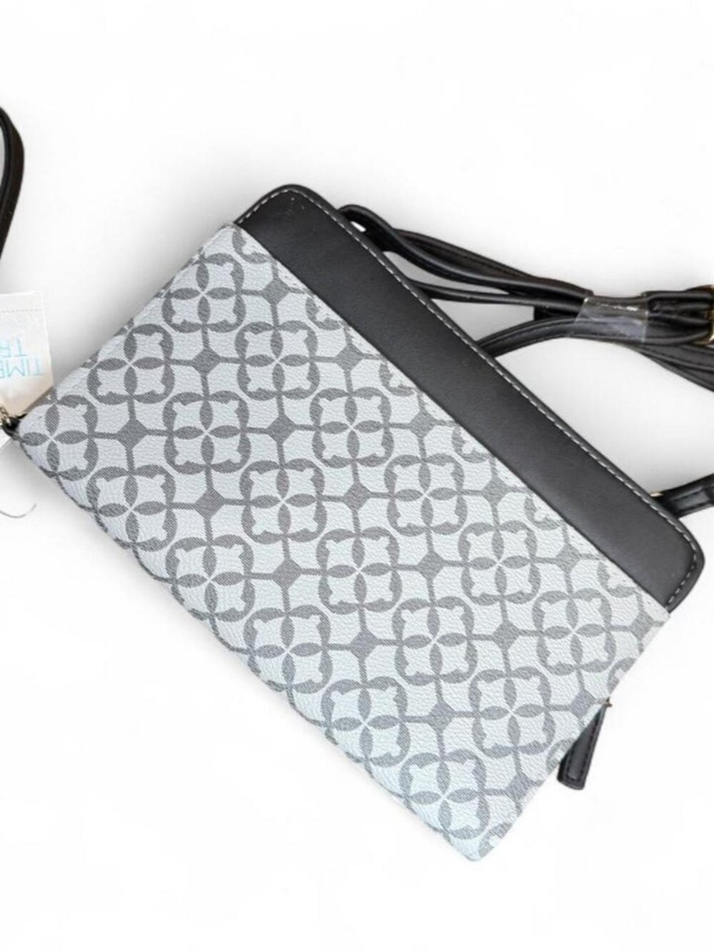 Time and Tru Gray Geometric Crossbody Bag